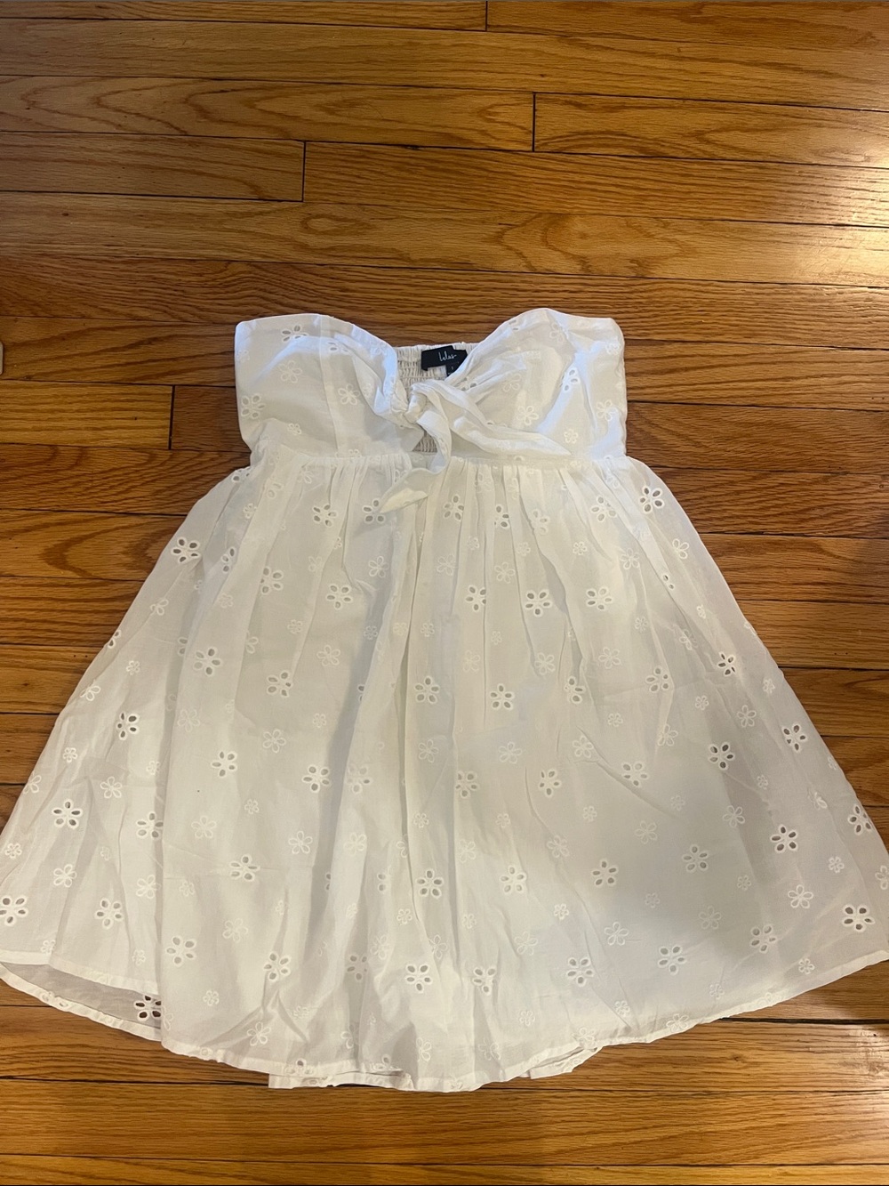 Lulu's White Eyelet Tie-Front Sundress